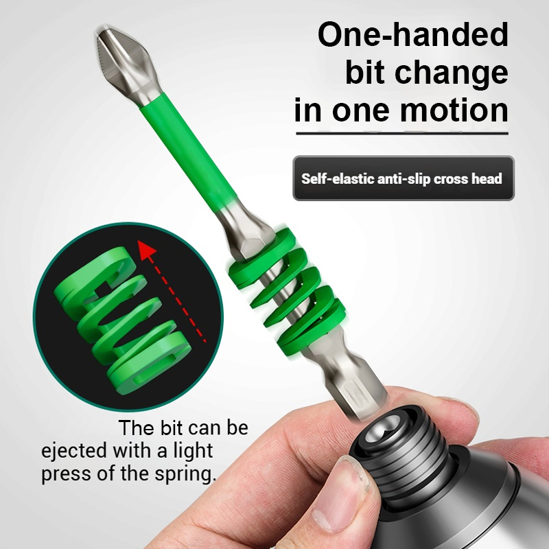Anti-Slip Magnetic Phillips Bit with Spring