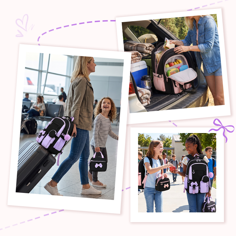 Cute Bowknot Lightweight School Backpack – Water Repellent & Anti-Theft!