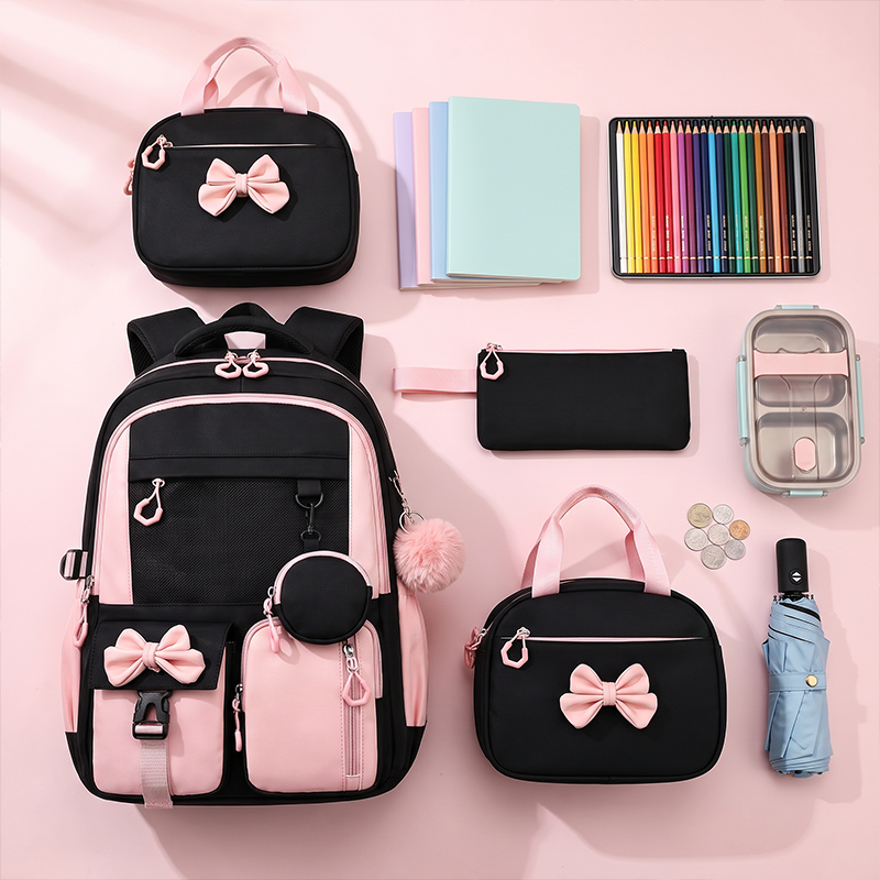 Cute Bowknot Lightweight School Backpack – Water Repellent & Anti-Theft!