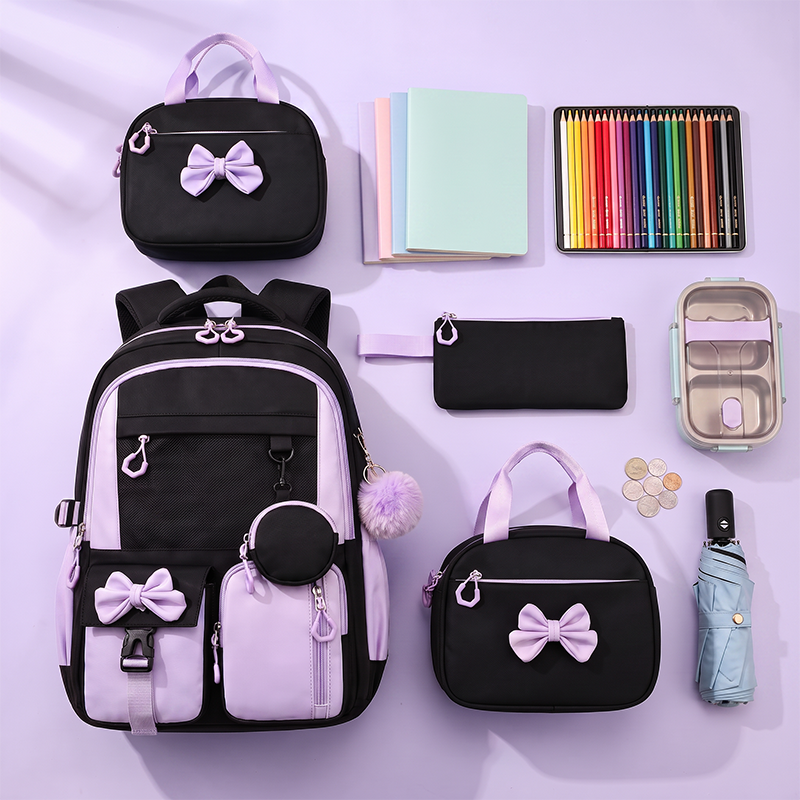 Cute Bowknot Lightweight School Backpack – Water Repellent & Anti-Theft!