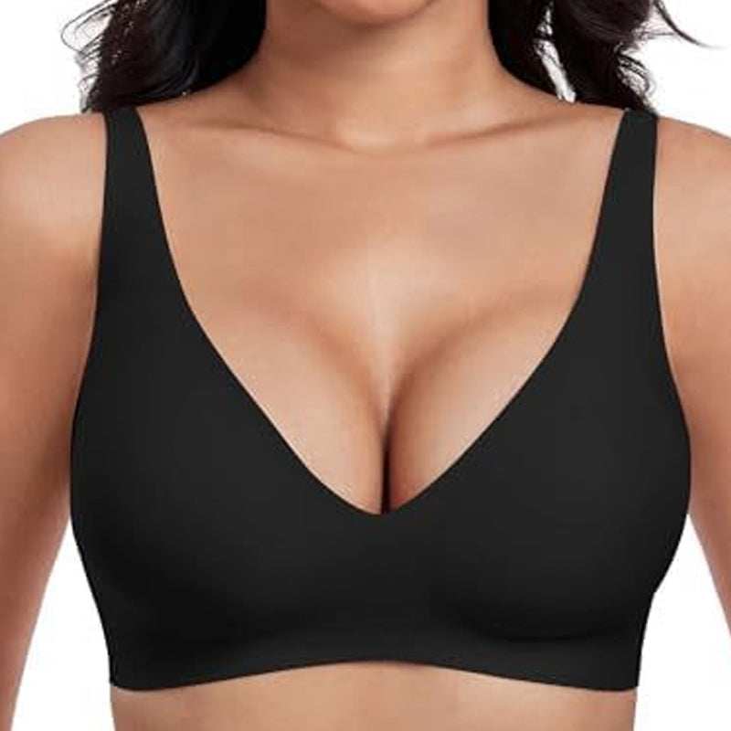 💕 Jelly Wireless Womens Comfortable Wireless Bras Push Up Bra Seamless Tshirts Bras Deep V Everyday Bras