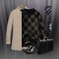 Men‘s Checkered Printed Mock Neck Thickened Pullover Sweater