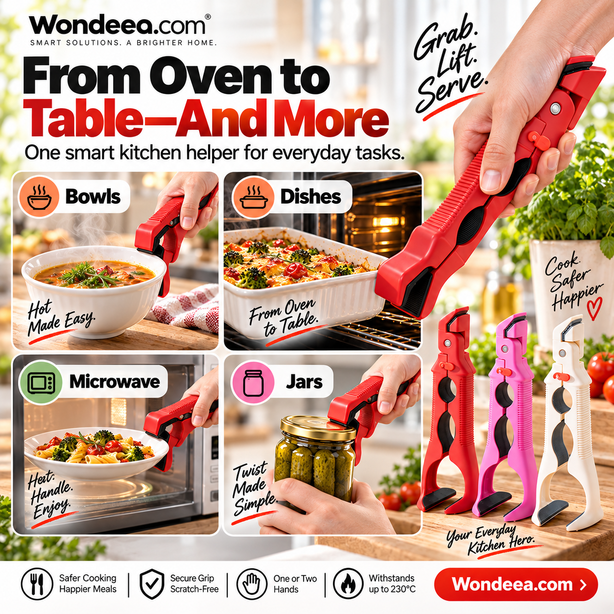 Wondeea Clamp for Bowls Dishes Microwave and Jars
