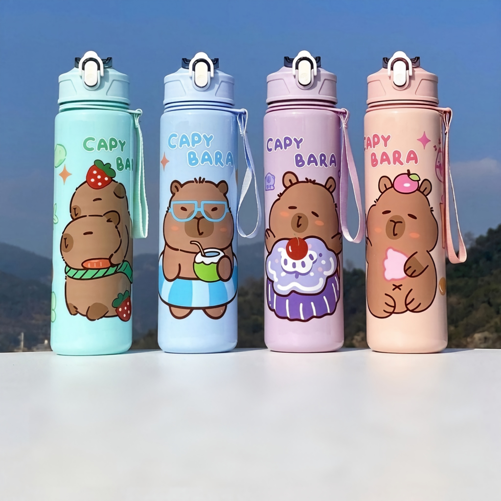 Cute Capybara Water Bottle for School - 800ml Large Capacity