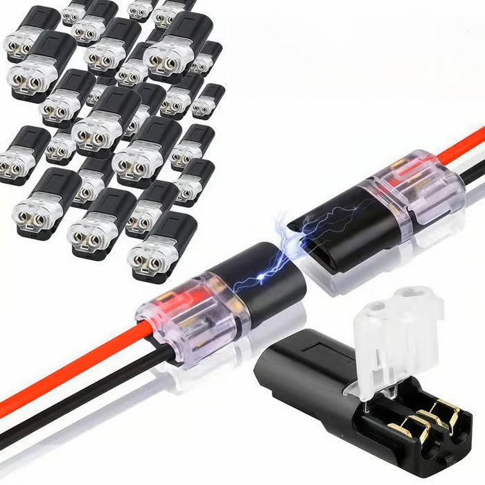 Two-wire plug connector with locking tab