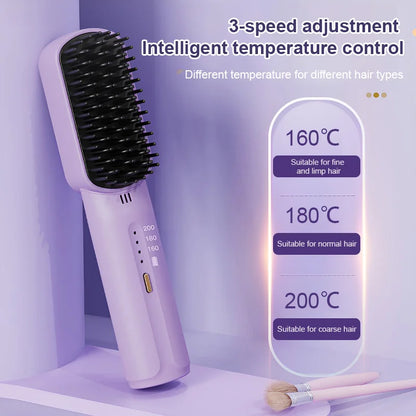 ✨ Portable Cordless Mini Hair Straightening Comb - Beauty Anywhere, Anytime!