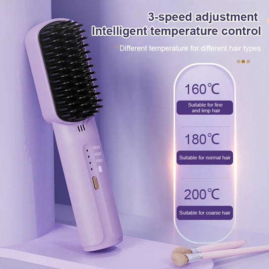 ✨ Portable Cordless Mini Hair Straightening Comb - Beauty Anywhere, Anytime!