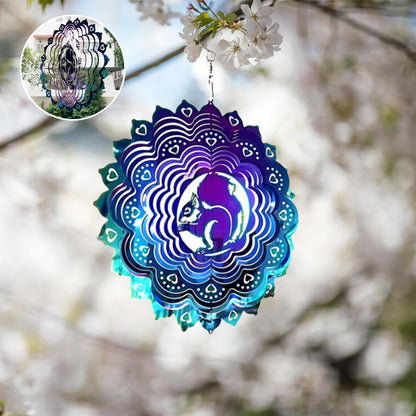 Colorful Squirrel Rotating Wind Chime Pendant