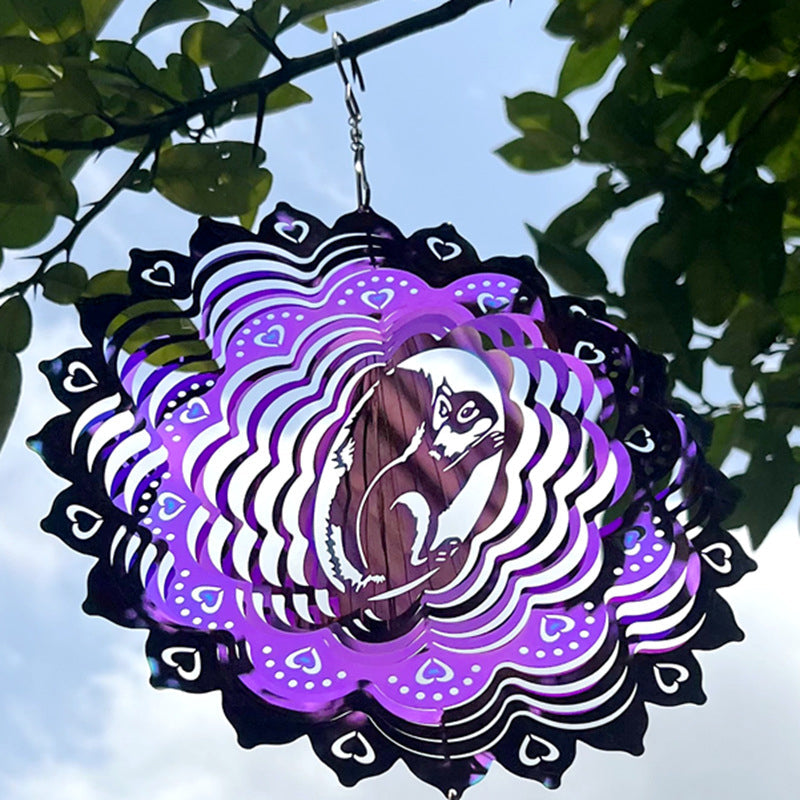 Colorful Squirrel Rotating Wind Chime Pendant