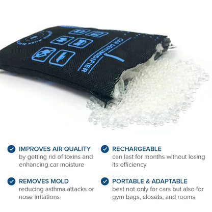 REUSABLE CAR DEHUMIDIFIER - Absorbs moisture and condensation from windscreen and car interior.