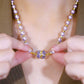 Sparkling Magnetic Rhinestone Balls Elegant Purple Pearl Necklace
