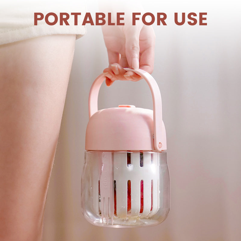 Portable Chilling & Draining Salad Cup with Lid and Handles