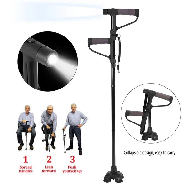 🔥💥 Aluminum Alloy LED Light Anti-Skid Folding Walking Stick 💥👵
