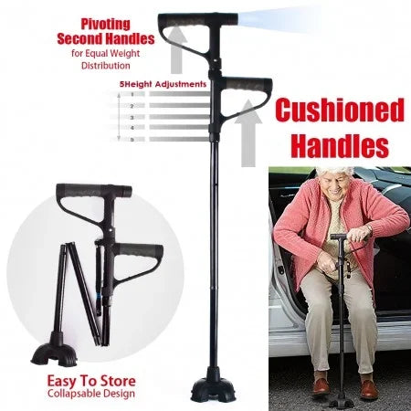 🔥💥 Aluminum Alloy LED Light Anti-Skid Folding Walking Stick 💥👵