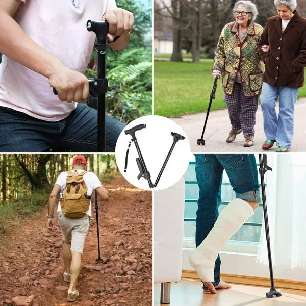 🔥💥 Aluminum Alloy LED Light Anti-Skid Folding Walking Stick 💥👵