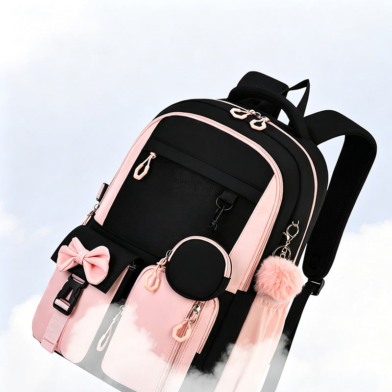 Cute Bowknot Lightweight School Backpack – Water Repellent & Anti-Theft!