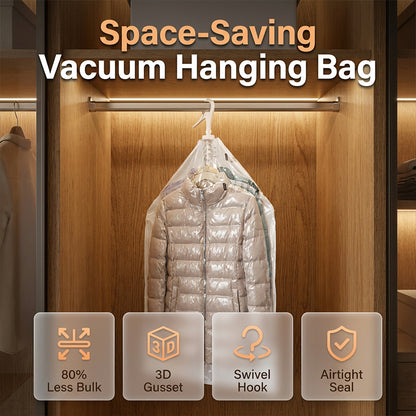No-Pump Hanging Vacuum Storage Bags for Clothes