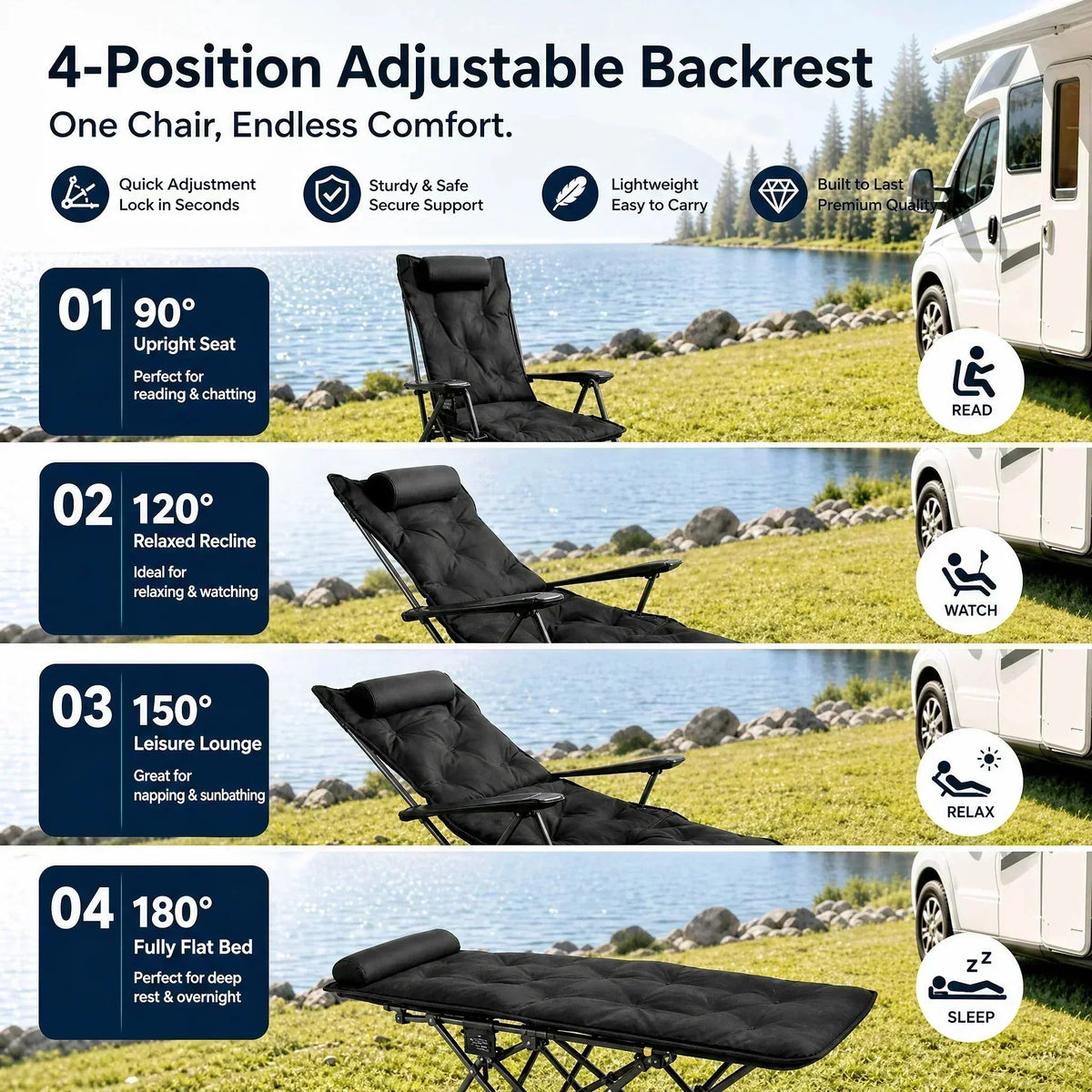 ⏳Time-Limited Special⏰Portable, adjustable folding chair for outdoor use – Lightweight, sturdy & versatile 🏕️✨